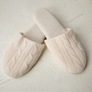 100% Cashmere Cable knitted Slippers