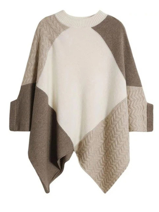  Cable knit Cashmere crew neck Poncho