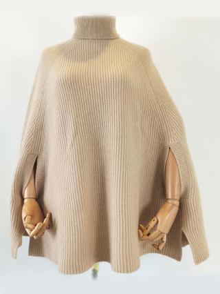 Knitted High Neck Cashmere Cape