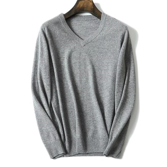 Men\'s Knitted V-neck Cashmere Sweater