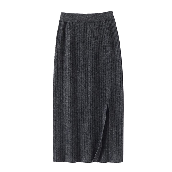 Good quality ribbed knit cashmere skirt white