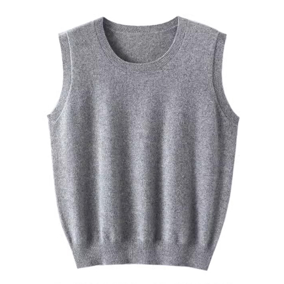 ladies cashmere oversized vest crew neck