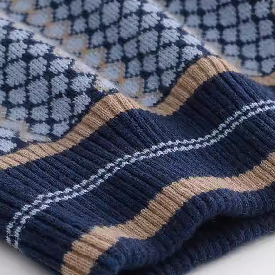 Men’s Half Zip Knitted Jacquard Cashmere Sweater – Luxury Soft Warm Zip Neck Pullover