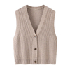 Womens Mongolian Cashmere V-Neck Cardigan Fisherman Sweater Vest