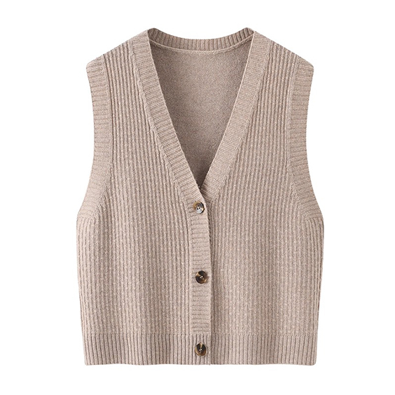 Womens Mongolian Cashmere V-Neck Cardigan Fisherman Sweater Vest