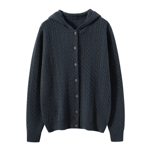 Women's Cozy Cable Knit cashmere Cardigan with hooded