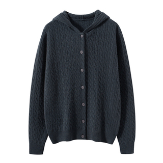 Women's Cozy Cable Knit cashmere Cardigan with hooded