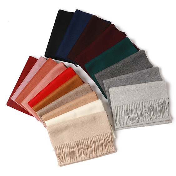 Custom logo cashmere fringed scarf
