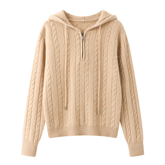 Parhaat naiset IMfield Cashmere Blend -pusero hupparaa kaapeli neulonta 