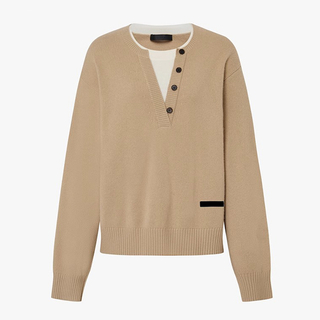 Cashmere Knit Henley Sweater for Women Soft Luxury V-Neck Pullover