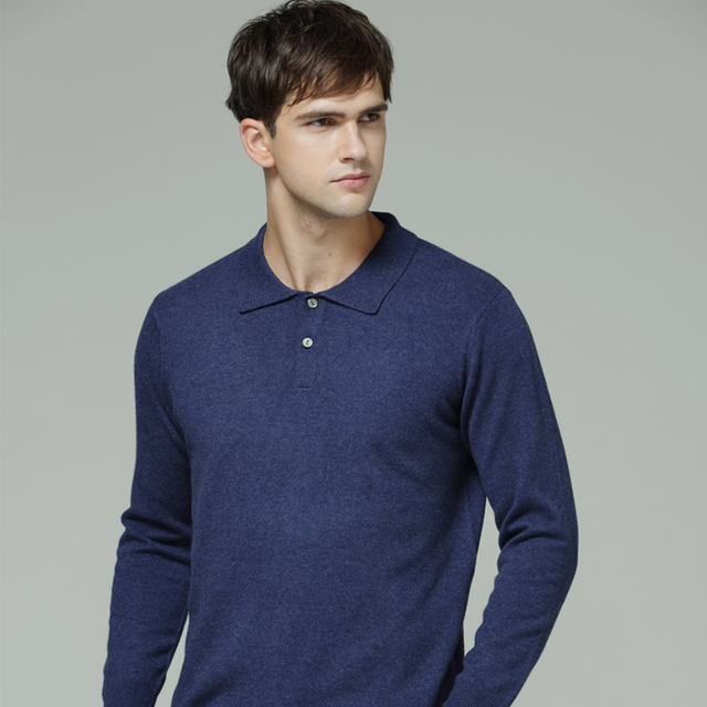 Men Collar Neck Cashmere Sweater