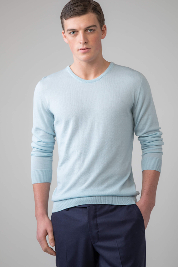 Men Silk and Cashmere Round Neck Sweater 