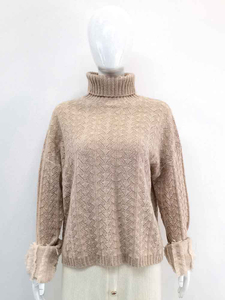 Women High Neck Knitted Hollow Sweater