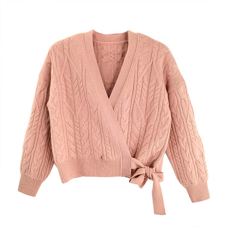 Ballet Style Women V Neck Cable Knit Cardigan 5
