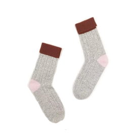 Color Block Cable Knit Cashmere Socks