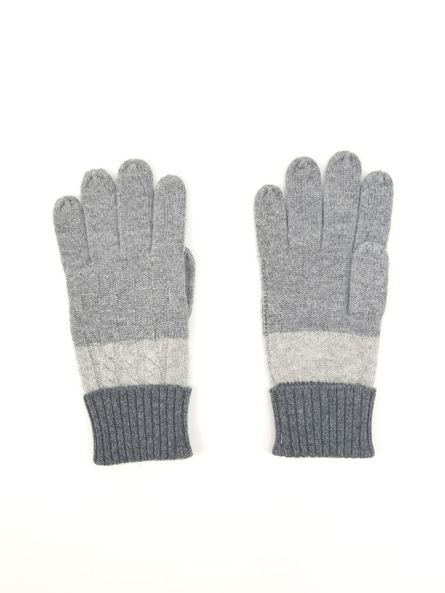 Color Block Men Cable Knit Cashmere Gloves