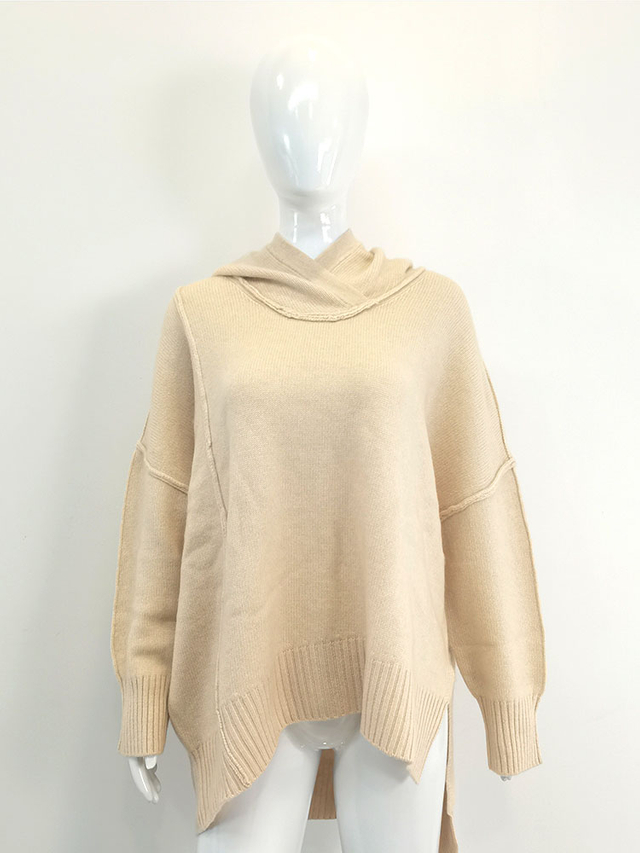 Irregular Casual Women cashmere wool Hoodie sweater