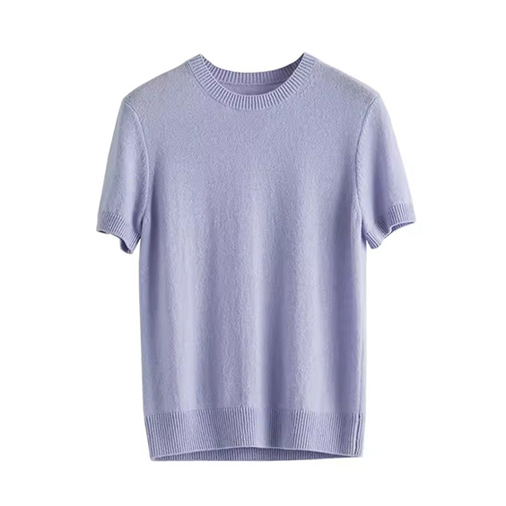 Women cashmere wool Round Neck Short Sleeve 