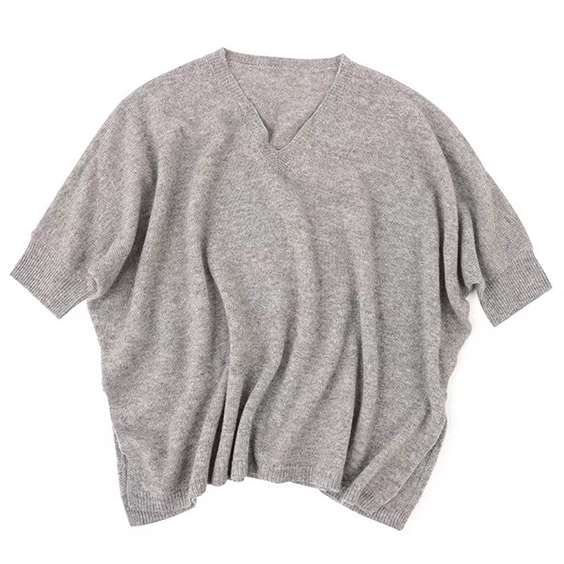 Women V Neck Cashmere Short sleeve sweaters