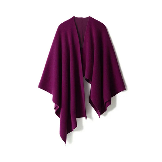 Lady Plain Knitted Cashmere Poncho