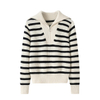 Striped Women Half Zip kint cashmere Sweater