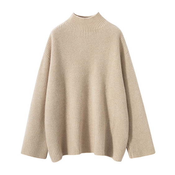 Wholesale 2 piece turtleneck knit cashmere sweater and skirt combo set