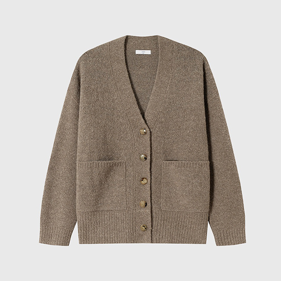 Custom Women's Loose Fit V-Neck Cashmere Cardigan, Inner Mongolia Pure Cashmere Knit Sweater Factory OEM