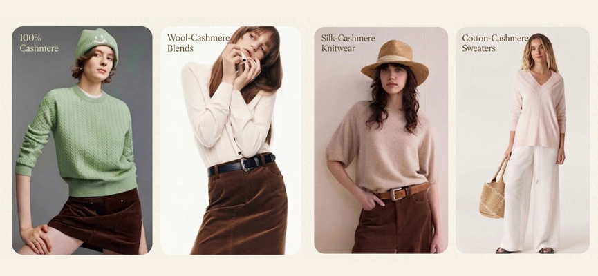 CASHMERE BLEND, WOOL CASHMERE AND COTTON CASHMERE OPTIONS