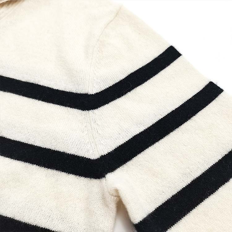 Striped Women Half Zip Sweater 4