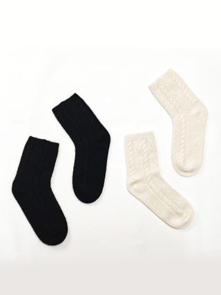 Women Cable Knit Cashmere Socks