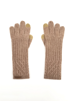 Long Cable Knit Cashmere Gloves