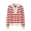 Striped Women Half Zip kint cashmere Sweater