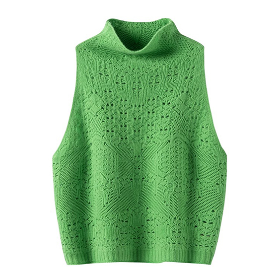 custom hollow knit Jacquard cashmere vest ladies