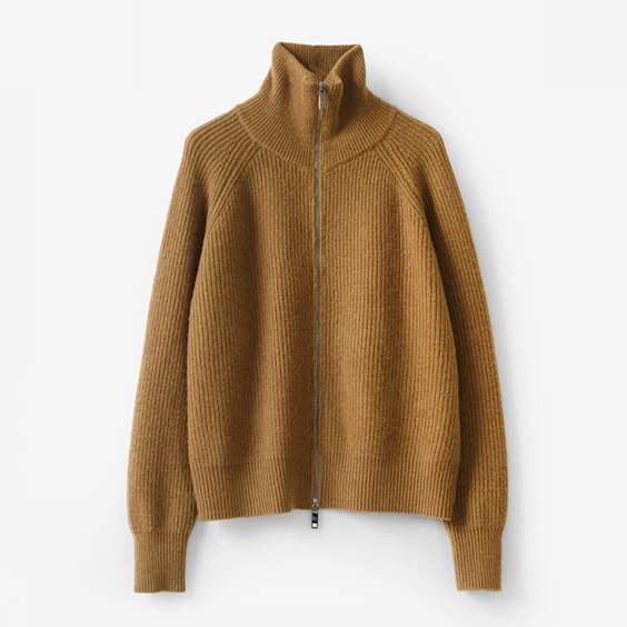 Women's Merino Wool Cardigan Zip Up Lightweight Knit Stand Collar Sweater for Fall Winter