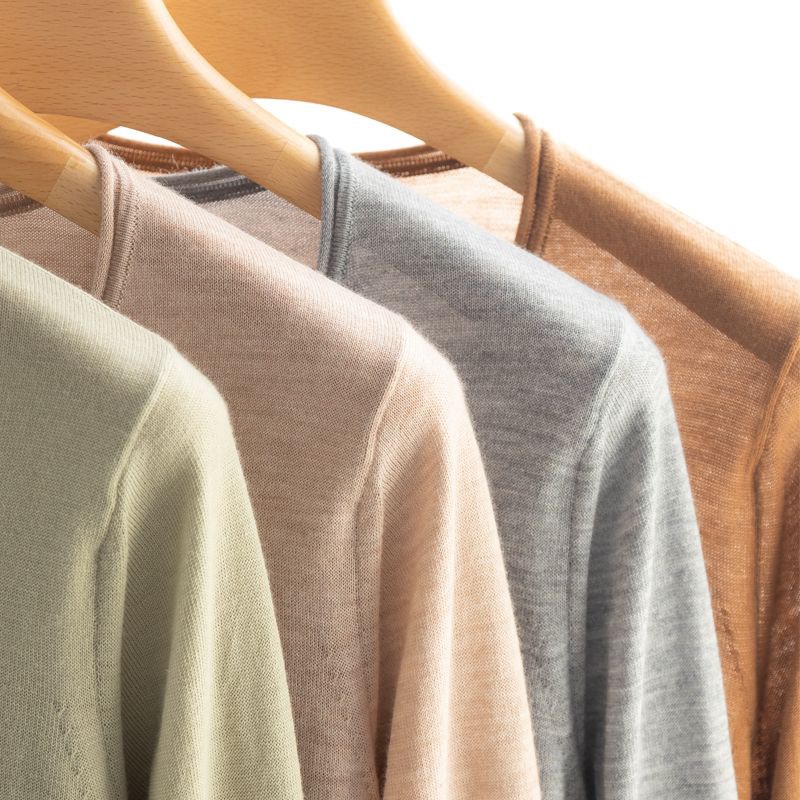  Long Sleeve Single Breasted 100 Cashmere T Shirt
