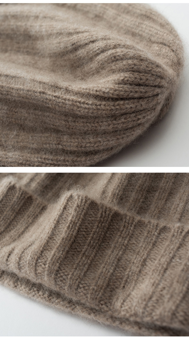 New Arrival Unisex Versatile Customization Color Cashmere Hats Striped 100% Cashmere Beanie Hats