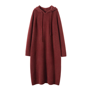 women's cashmere long dress hoodie