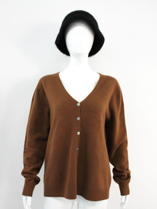 Women Luxury V Neck Wool And Gold Cardigan