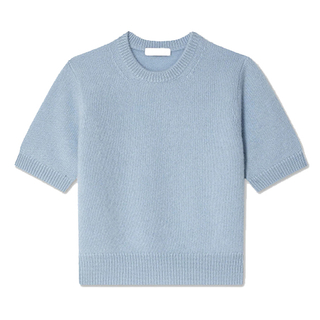 Women's short sleeve round neck brushed cashmere tee sweater