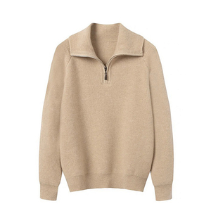 High Neck Zip-Up Cashmere Pullover 