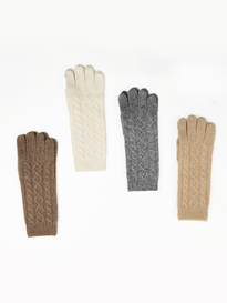 Plain Cable Knit Cashmere Gloves