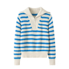 Striped Women Half Zip kint cashmere Sweater