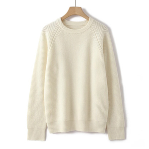 Rib Knitted Crew Neck Cashmere Sweater