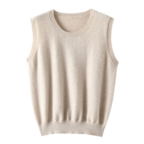 ladies cashmere oversized vest crew neck