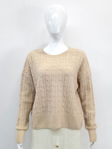 Women Crew Neck Cable Knit Sweater