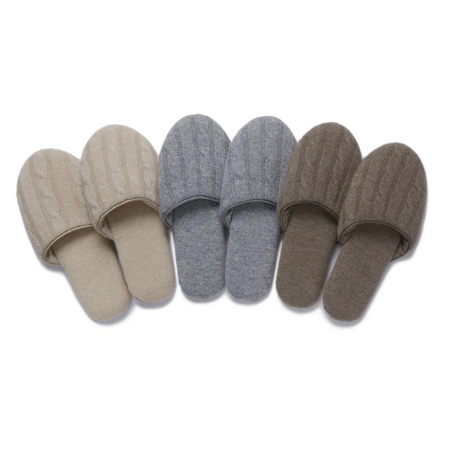 Cable Knitted Cashmere Slippers