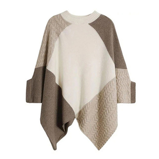  Cable knit Cashmere crew neck Poncho