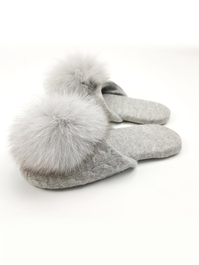 Stylish Pom Cashmere Slippers