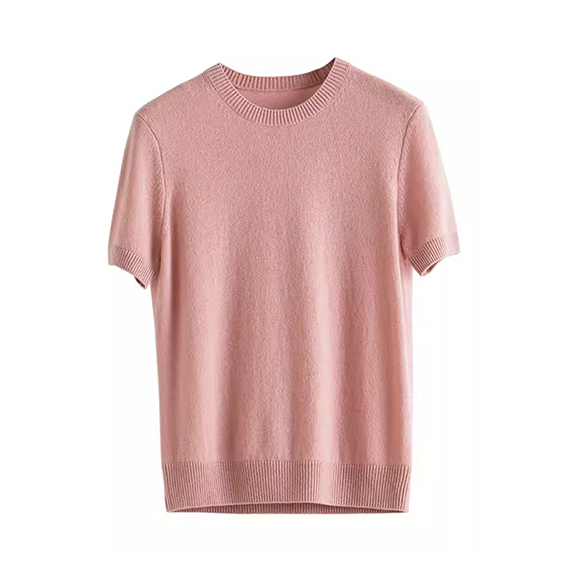 Women cashmere wool Round Neck Short Sleeve 