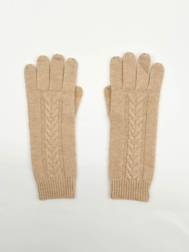 Cable Knit Cashmere Long Gloves